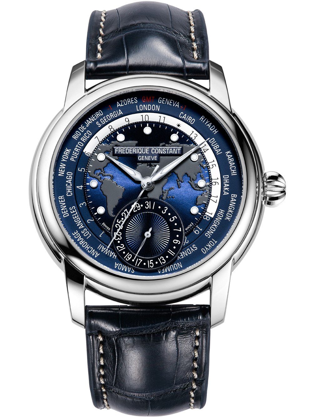 Frederique Constant FC-718NWM4H6 Classic Worldtimer Automatic Mens Watch 