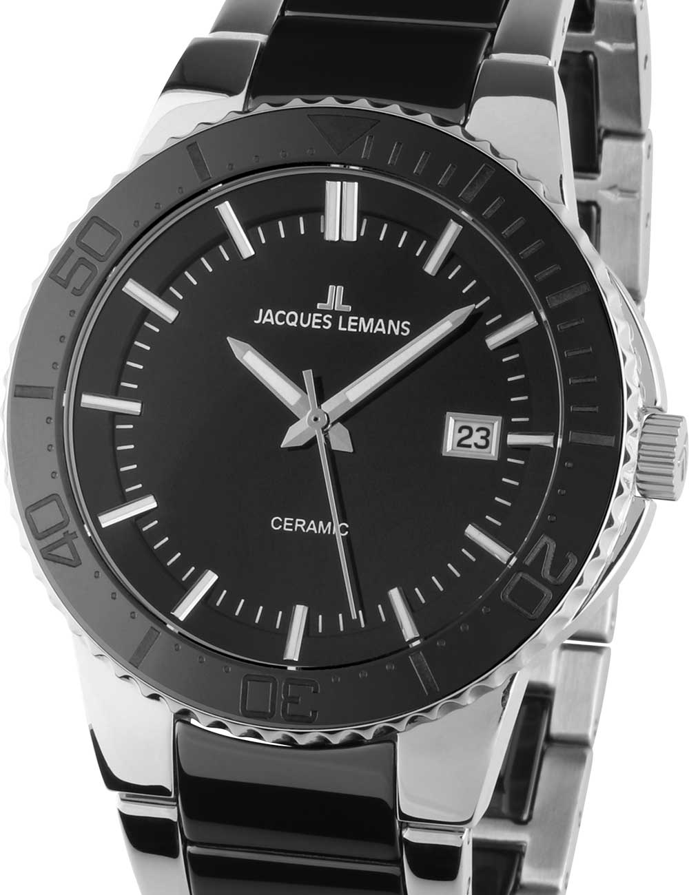 Jacques Lemans 1-2164A Colmar Ceramic Mens Watch 43mm 10ATM