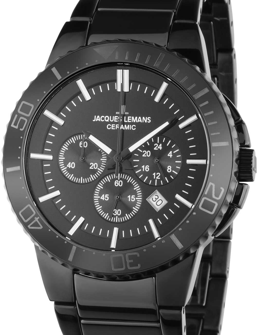 Jacques Lemans 1-2166B Colmar Ceramic Mens Chronograph 43mm 10ATM