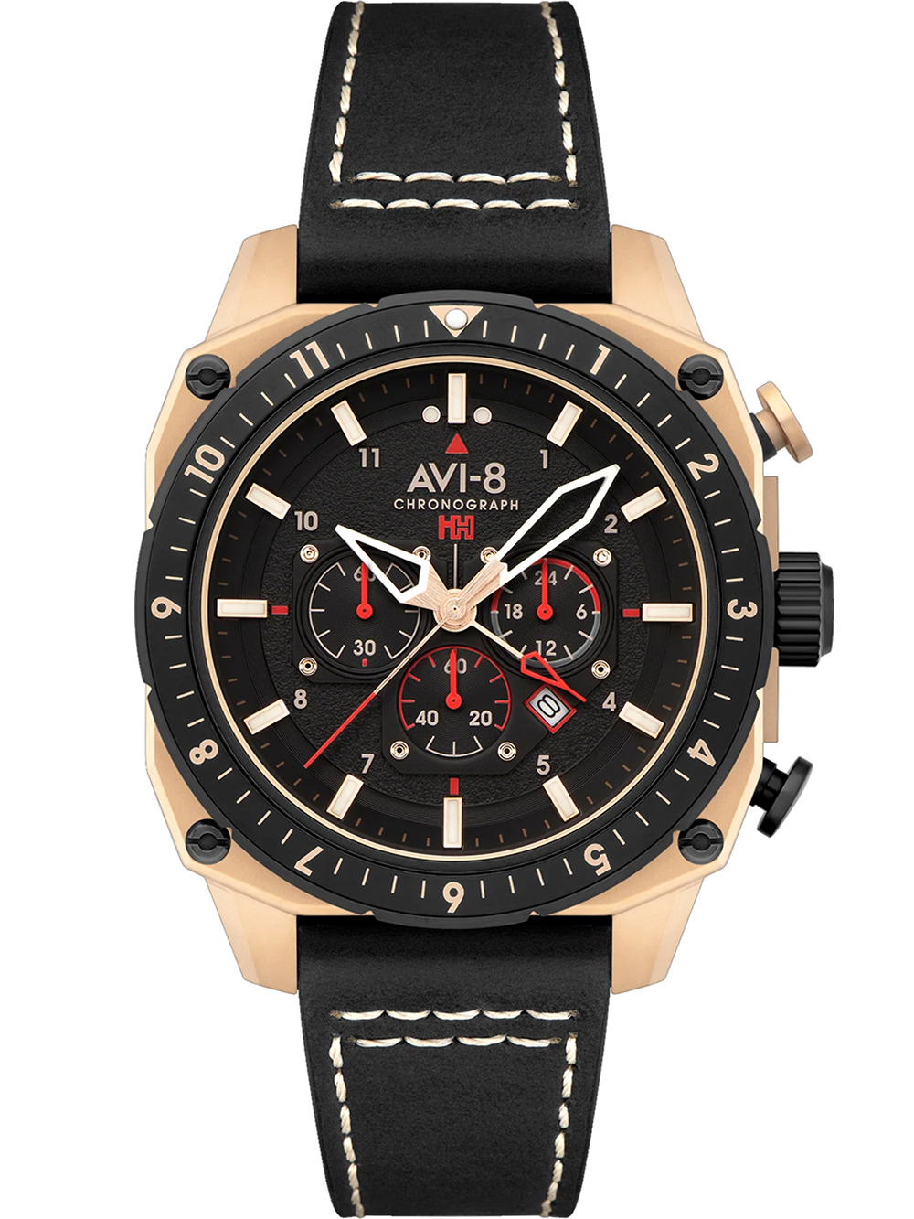 AVI-8 AV-4100-06 Mens Watch Hawker Hunter Dual Time Chronograph 43mm 5ATM