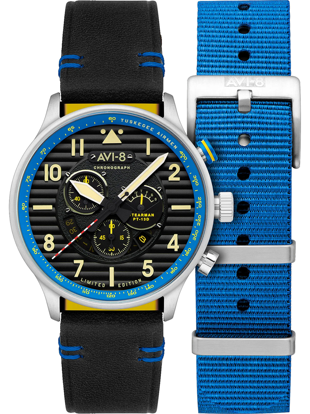 AVI-8 AV-4109-03 Mens Watch Flyboy Spirit of Tuskegee Limited Chrono 44mm 5ATM