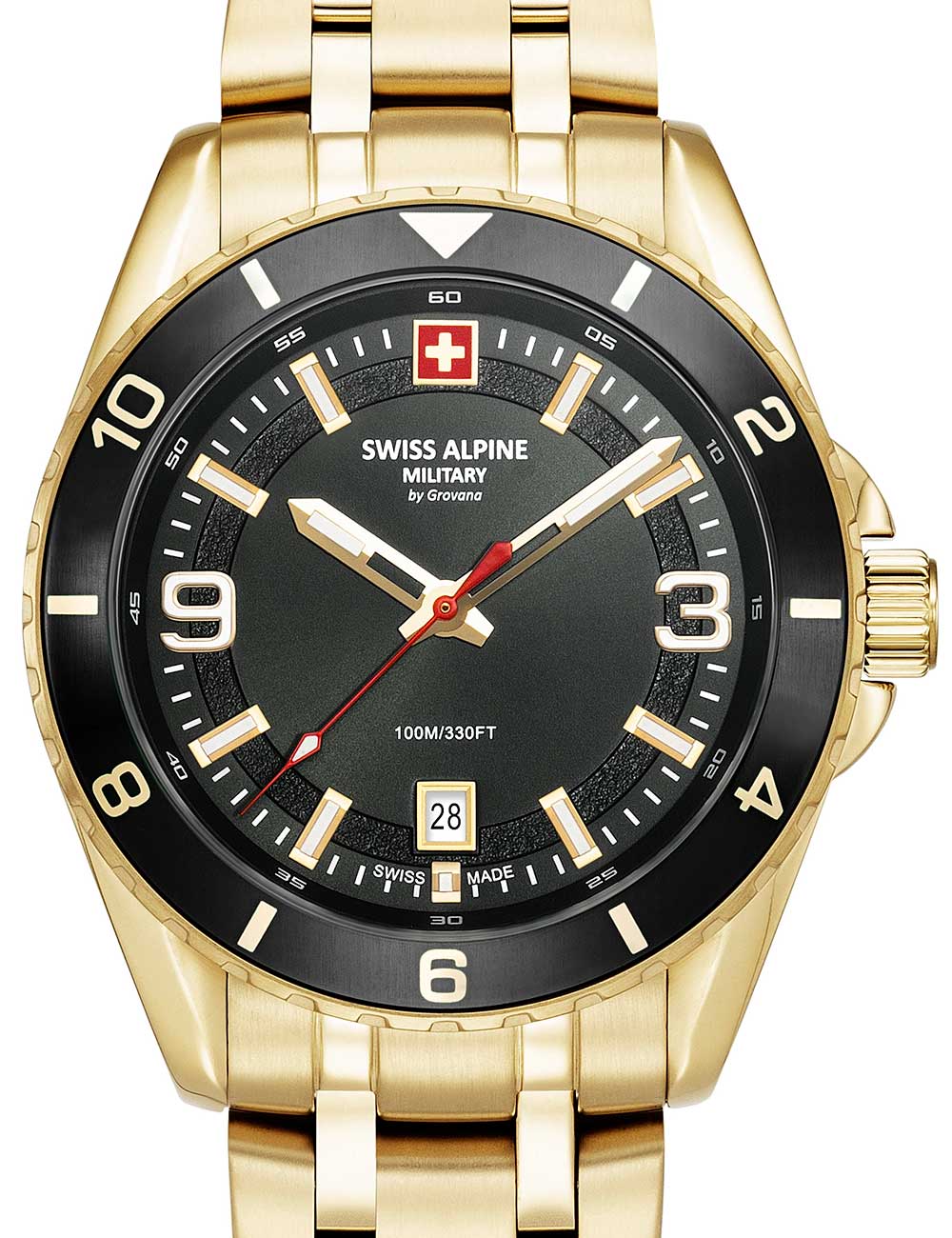 Swiss Alpine Military 7034.1117 Mens Watch Sierra gold black 42mm 10ATM