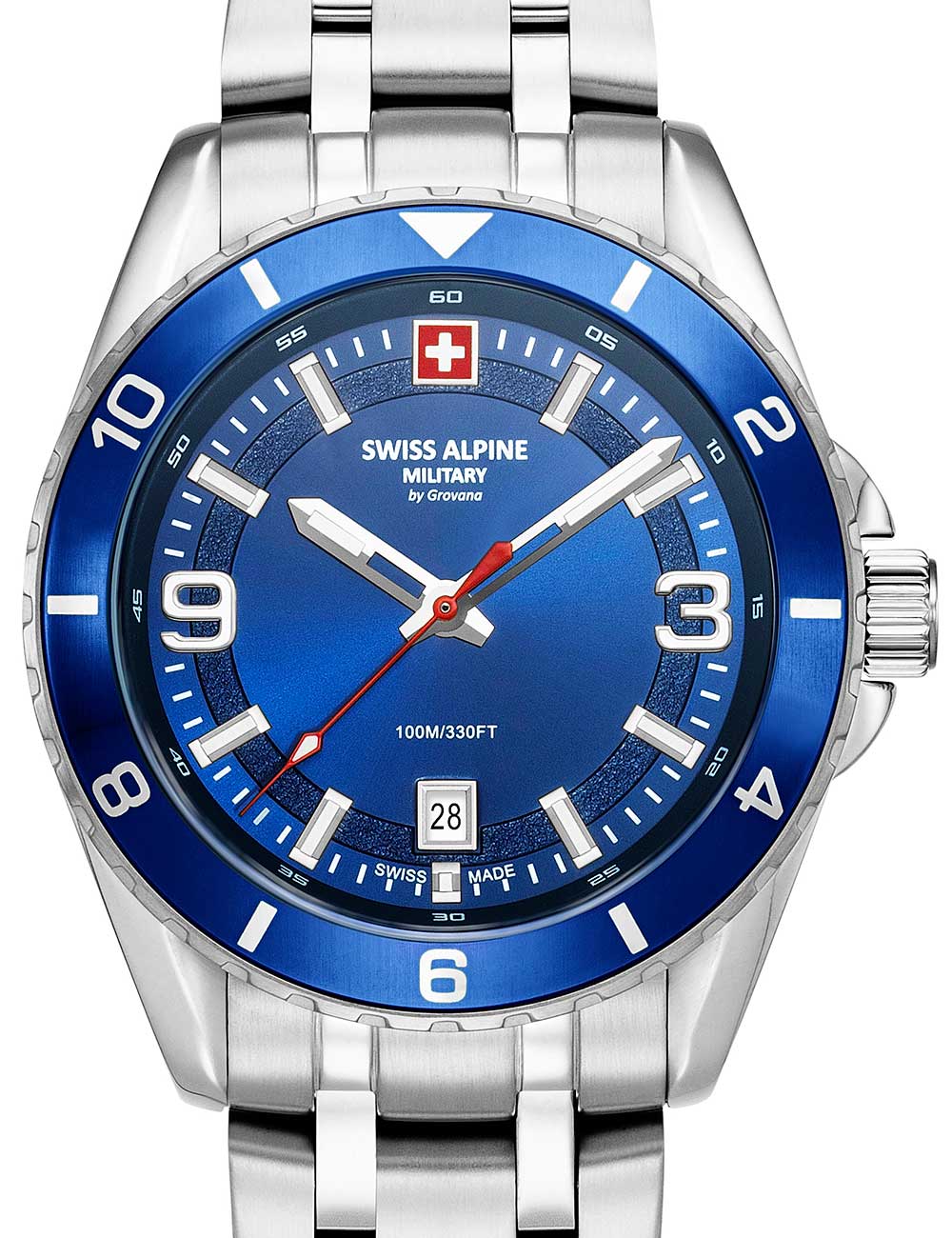 Swiss Alpine Military 7034.1135 Mens Watch Sierra silver blue 42mm 10ATM