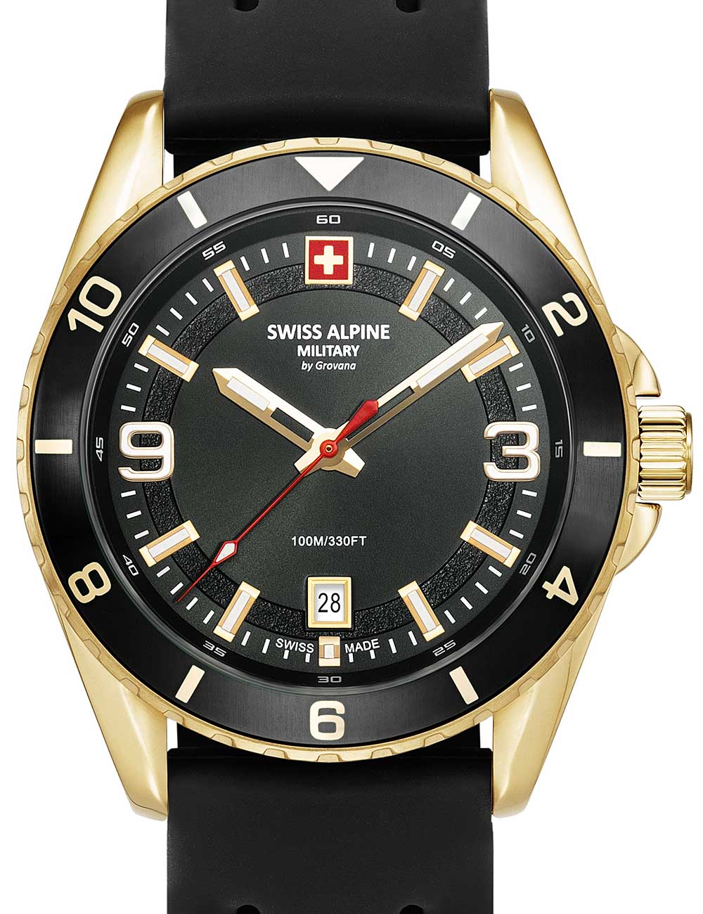 Swiss Alpine Military 7034.1817 Mens Watch Sierra gold black 42mm 10ATM