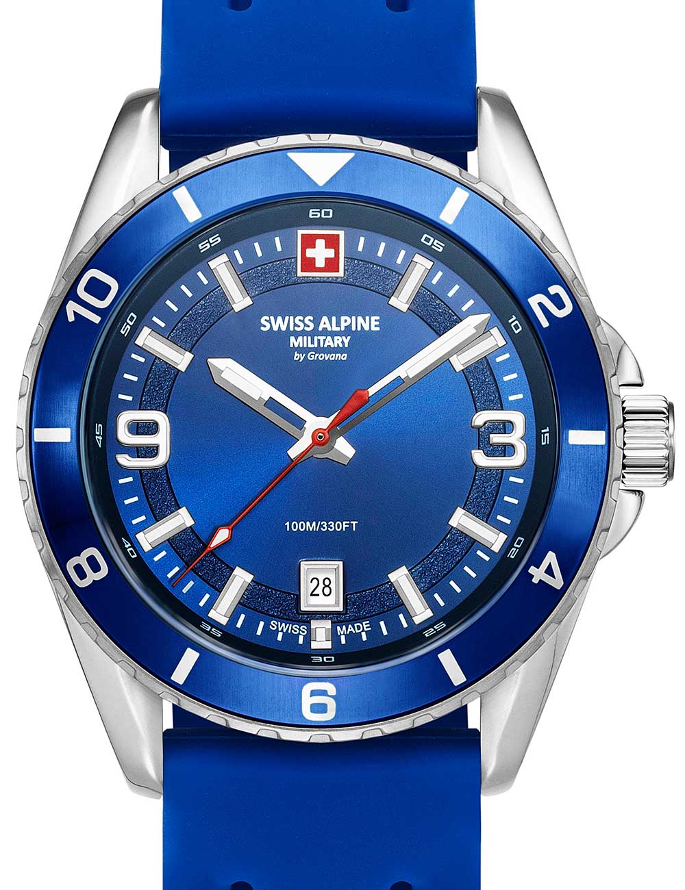 Swiss Alpine Military 7034.1835 Mens Watch Sierra silver blue 42mm 10ATM