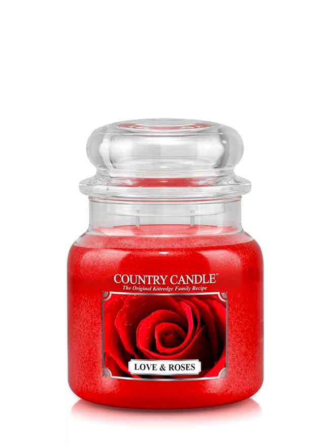 Country Candle Love & Roses vidutinė 2 dagčių kvapni žvakė (453 g)