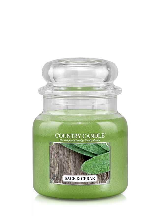 Country Candle Sage & Cedar kvapioji žvakė vidutinė 2 dagčiai (453 g)