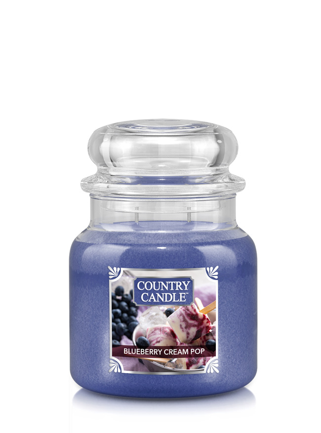 Country Candle Blueberry Cream Pop vidutinė 2 dagčių kvapni žvakė (453 g)