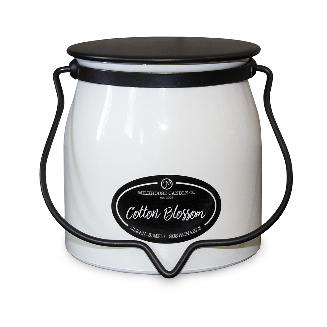 MILKHOUSE CANDLE Cotton Blossom kvapioji žvakė BUTTER JAR 2 dagčiai (454 g)