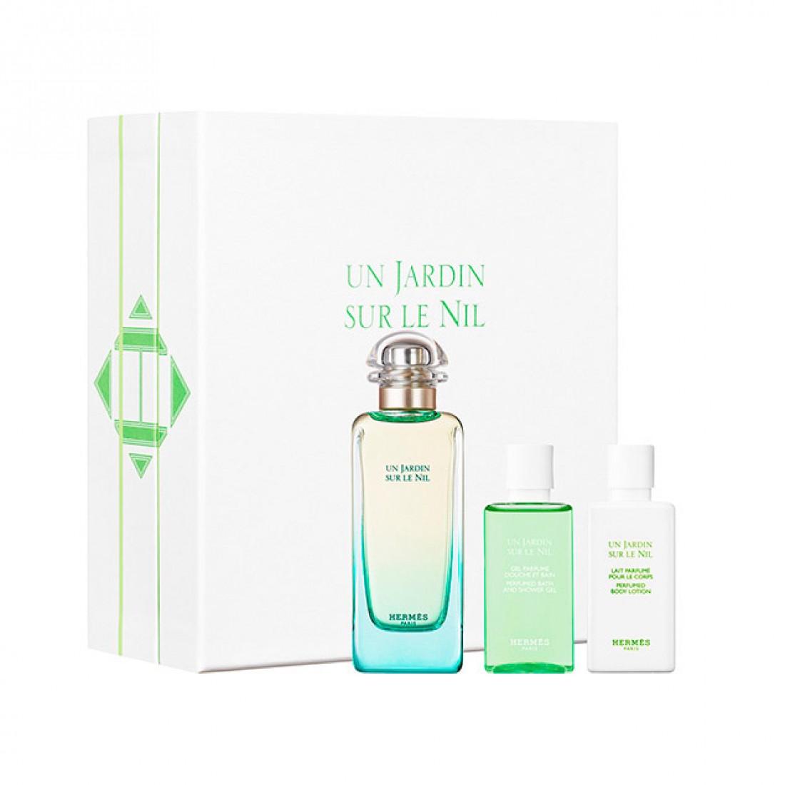 Hermes Un Jardin Sur Le Nil Dovanų rinkinys, Tualetinis vanduo 100ml + Kūno losjonas 40ml + Dušo želė 40ml