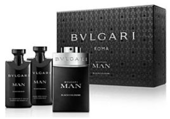 Bvlgari Man Black Cologne Dovanų rinkinys, Tualetinis vanduo 100ml + Priemonė po skutimosi 75ml + Dušo želė 75ml+ kosmetikos krepšys