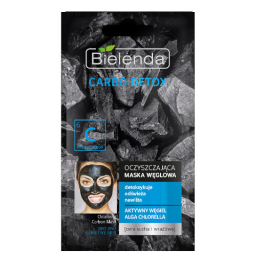 Valomoji kaukė su aktyvuota anglimi sausai ir jautriai odai Carbo Detox (Clean sing Carbon Mask) 8 g